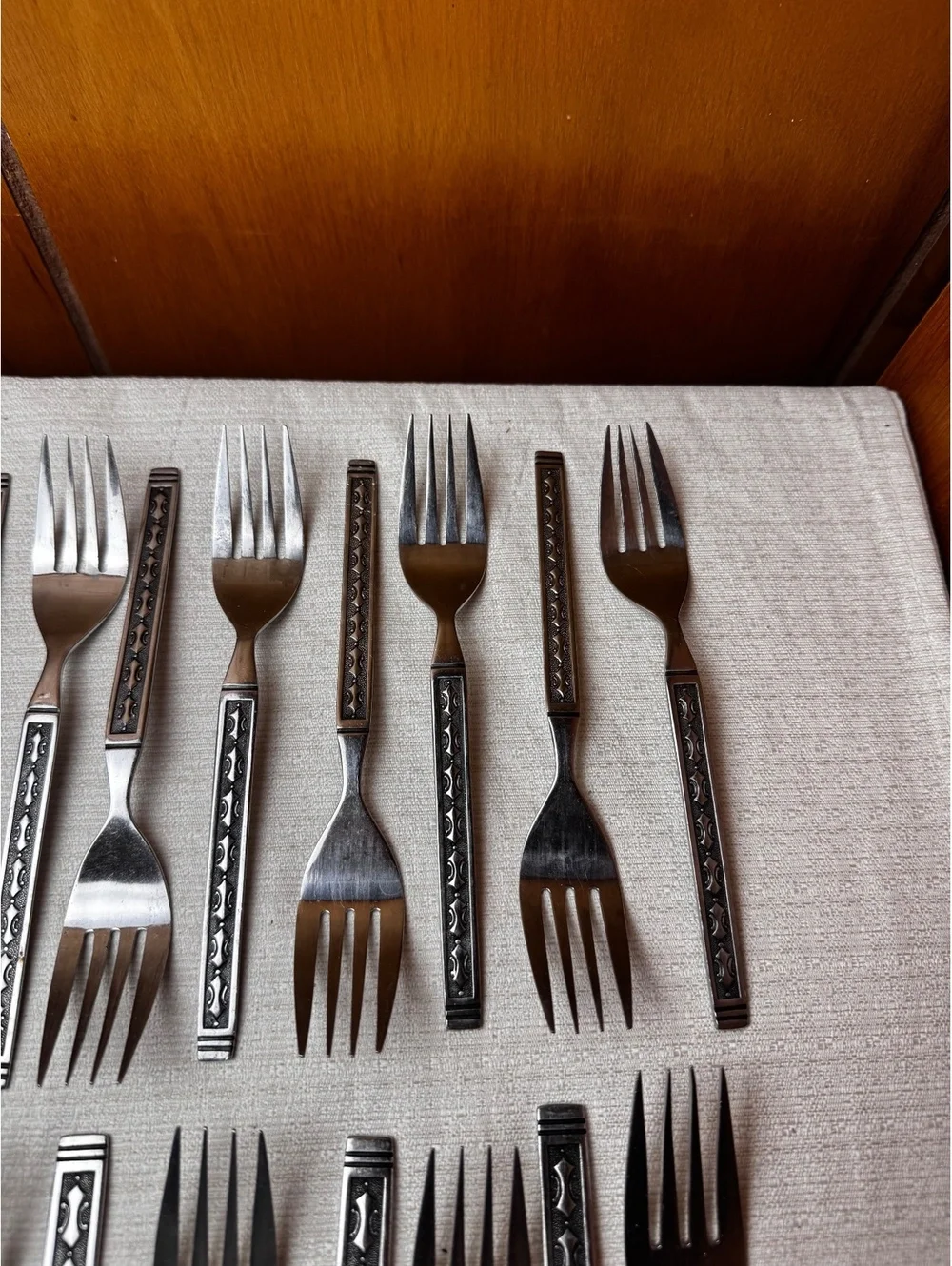 Vintage Douglass Korea Stainless Flatware Set 40 Piece Service for 8 Geometric